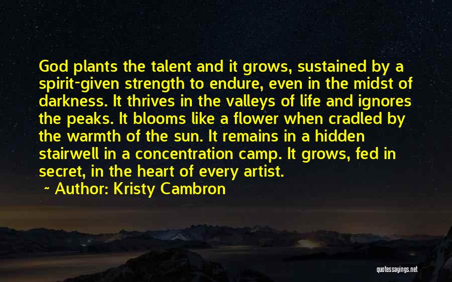 Kristy Cambron Quotes: God Plants The Talent And It Grows, Sustained By A Spirit-given Strength To Endure, Even In The Midst Of Darkness.