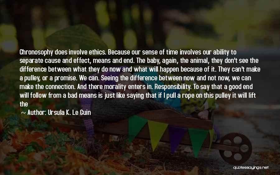 Ursula K. Le Guin Quotes: Chronosophy Does Involve Ethics. Because Our Sense Of Time Involves Our Ability To Separate Cause And Effect, Means And End.