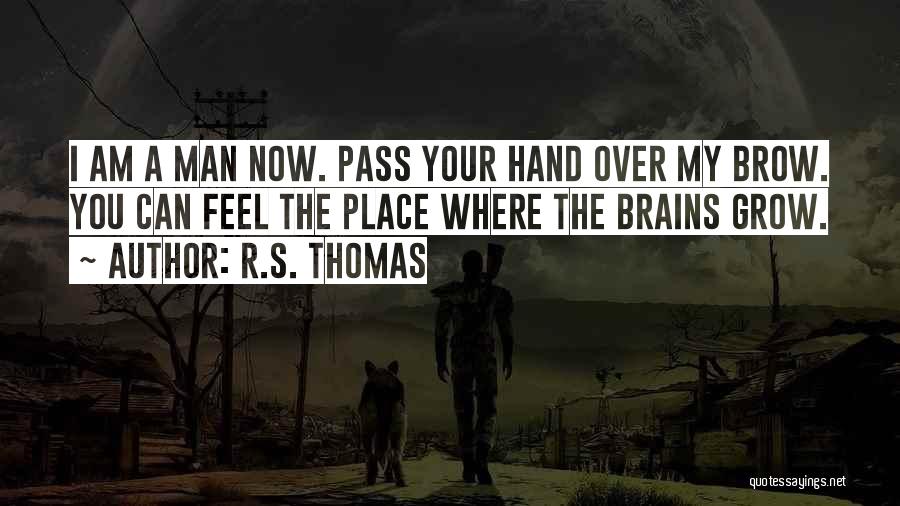R.S. Thomas Quotes: I Am A Man Now. Pass Your Hand Over My Brow. You Can Feel The Place Where The Brains Grow.