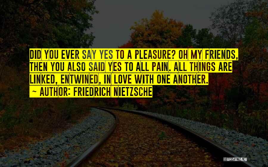 Friedrich Nietzsche Quotes: Did You Ever Say Yes To A Pleasure? Oh My Friends, Then You Also Said Yes To All Pain. All