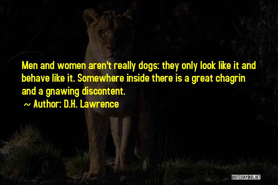 D.H. Lawrence Quotes: Men And Women Aren't Really Dogs: They Only Look Like It And Behave Like It. Somewhere Inside There Is A