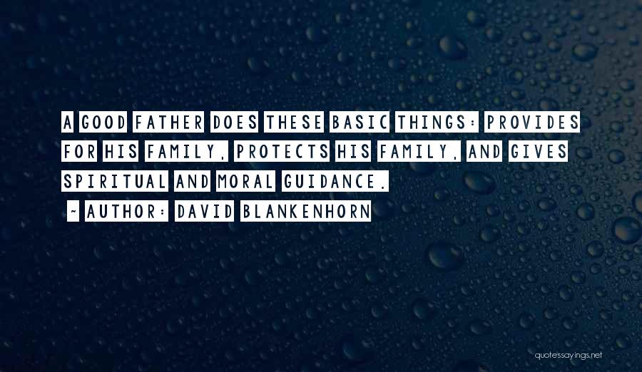 David Blankenhorn Quotes: A Good Father Does These Basic Things: Provides For His Family, Protects His Family, And Gives Spiritual And Moral Guidance.