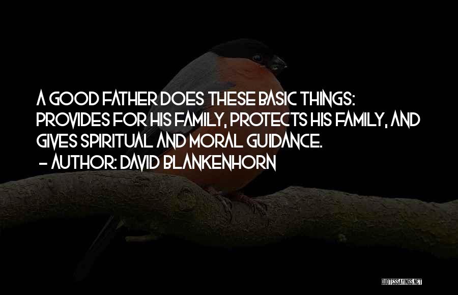 David Blankenhorn Quotes: A Good Father Does These Basic Things: Provides For His Family, Protects His Family, And Gives Spiritual And Moral Guidance.