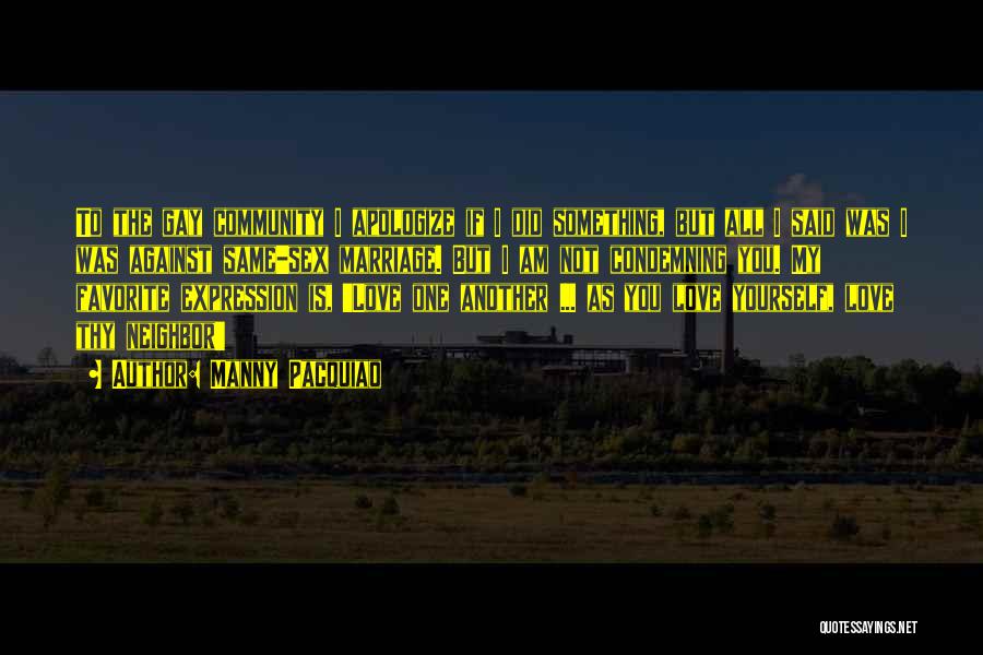 Manny Pacquiao Quotes: To The Gay Community I Apologize If I Did Something, But All I Said Was I Was Against Same-sex Marriage.
