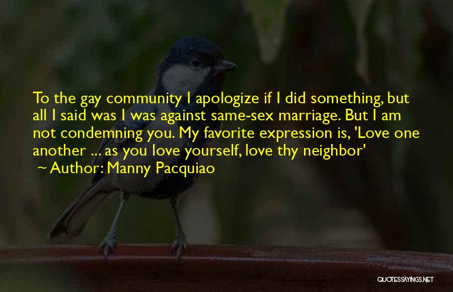 Manny Pacquiao Quotes: To The Gay Community I Apologize If I Did Something, But All I Said Was I Was Against Same-sex Marriage.