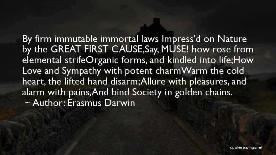 Erasmus Darwin Quotes: By Firm Immutable Immortal Laws Impress'd On Nature By The Great First Cause,say, Muse! How Rose From Elemental Strifeorganic Forms,