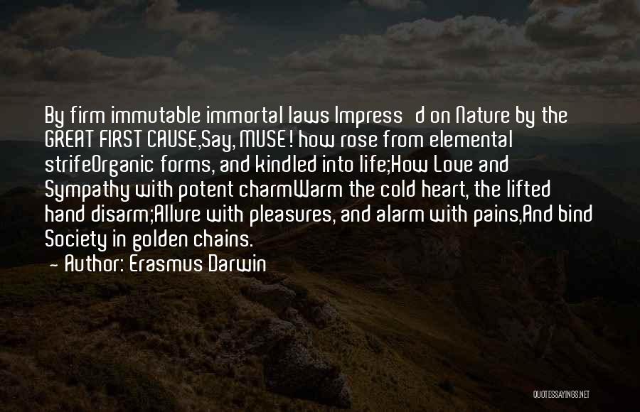 Erasmus Darwin Quotes: By Firm Immutable Immortal Laws Impress'd On Nature By The Great First Cause,say, Muse! How Rose From Elemental Strifeorganic Forms,