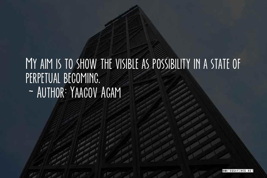 Yaacov Agam Quotes: My Aim Is To Show The Visible As Possibility In A State Of Perpetual Becoming.