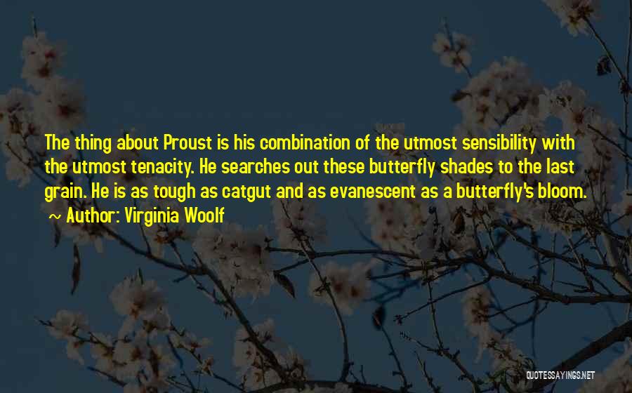Virginia Woolf Quotes: The Thing About Proust Is His Combination Of The Utmost Sensibility With The Utmost Tenacity. He Searches Out These Butterfly