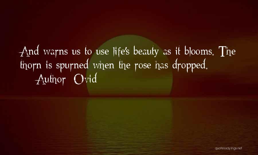 Ovid Quotes: And Warns Us To Use Life's Beauty As It Blooms. The Thorn Is Spurned When The Rose Has Dropped.