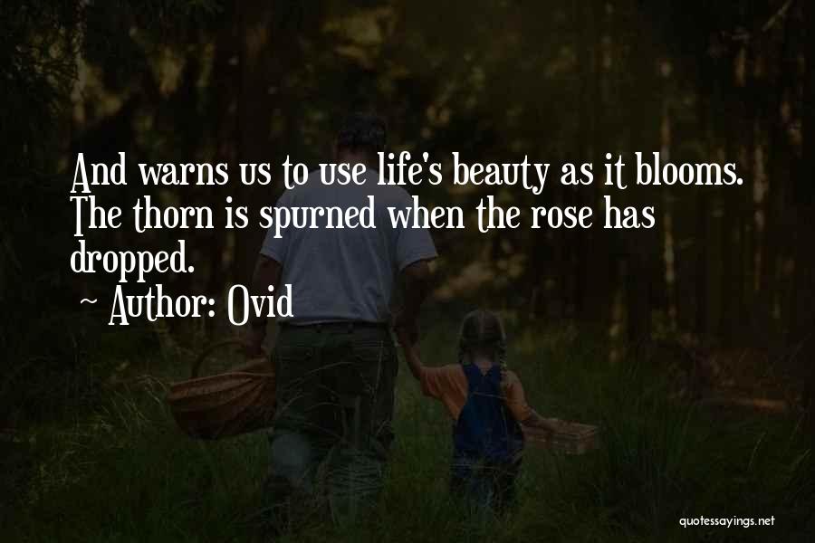 Ovid Quotes: And Warns Us To Use Life's Beauty As It Blooms. The Thorn Is Spurned When The Rose Has Dropped.