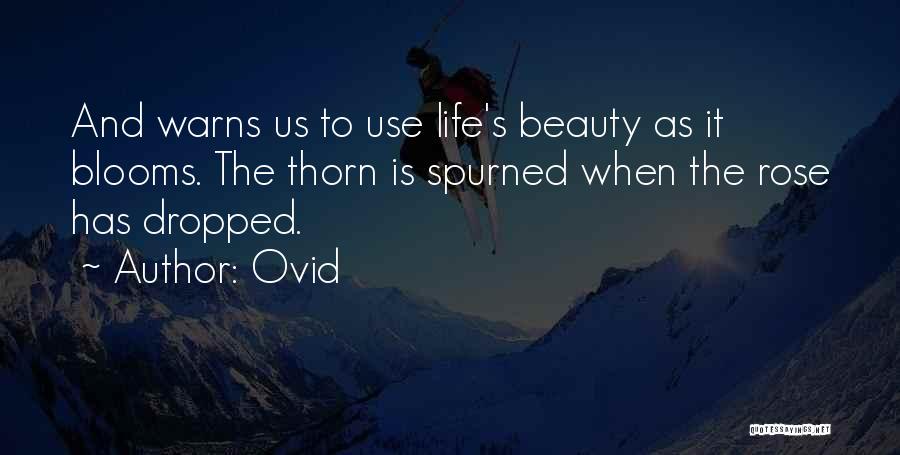 Ovid Quotes: And Warns Us To Use Life's Beauty As It Blooms. The Thorn Is Spurned When The Rose Has Dropped.