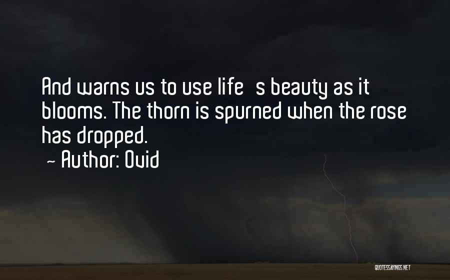 Ovid Quotes: And Warns Us To Use Life's Beauty As It Blooms. The Thorn Is Spurned When The Rose Has Dropped.