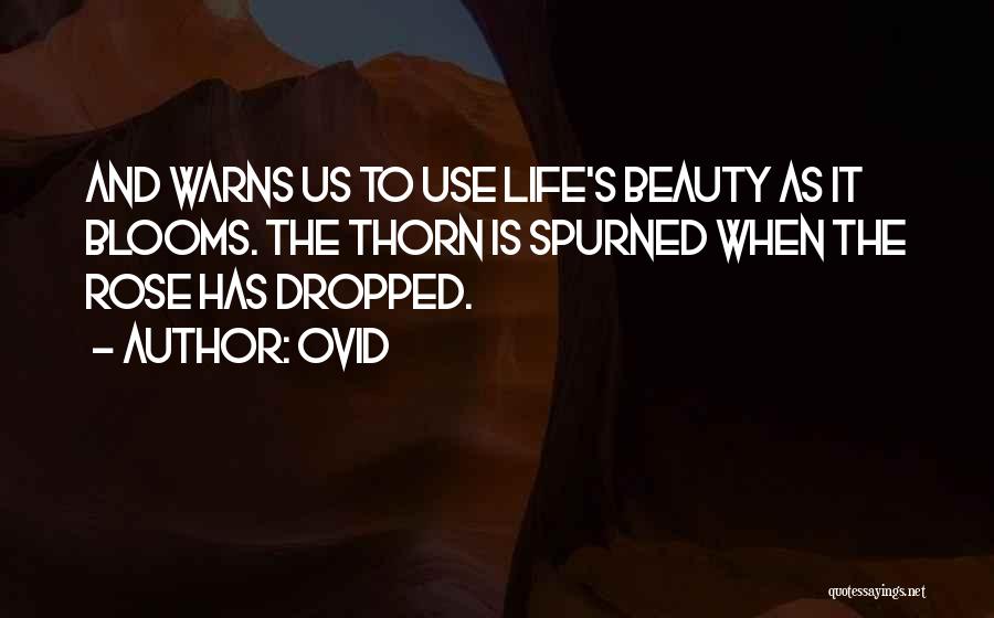 Ovid Quotes: And Warns Us To Use Life's Beauty As It Blooms. The Thorn Is Spurned When The Rose Has Dropped.