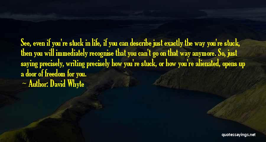 David Whyte Quotes: See, Even If You're Stuck In Life, If You Can Describe Just Exactly The Way You're Stuck, Then You Will