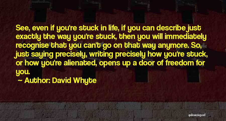 David Whyte Quotes: See, Even If You're Stuck In Life, If You Can Describe Just Exactly The Way You're Stuck, Then You Will