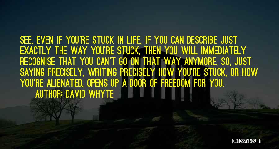 David Whyte Quotes: See, Even If You're Stuck In Life, If You Can Describe Just Exactly The Way You're Stuck, Then You Will