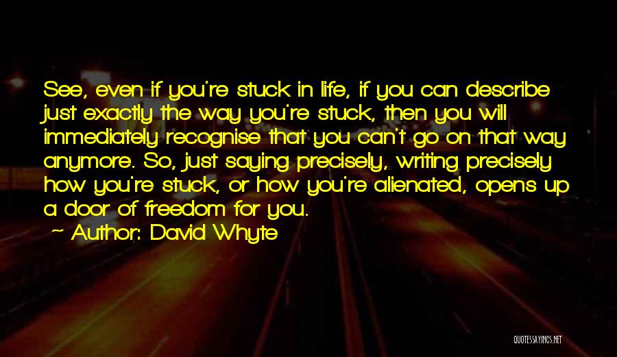 David Whyte Quotes: See, Even If You're Stuck In Life, If You Can Describe Just Exactly The Way You're Stuck, Then You Will