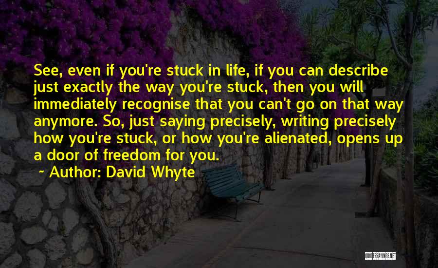 David Whyte Quotes: See, Even If You're Stuck In Life, If You Can Describe Just Exactly The Way You're Stuck, Then You Will