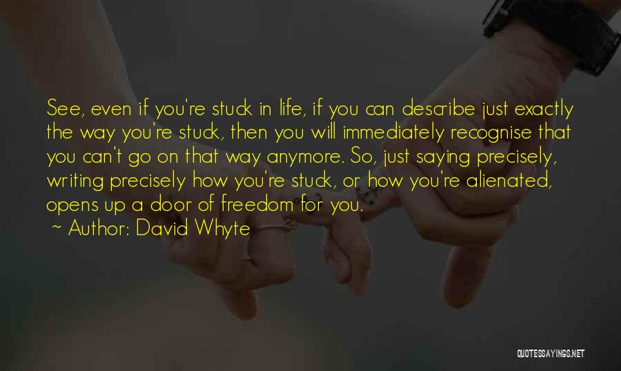 David Whyte Quotes: See, Even If You're Stuck In Life, If You Can Describe Just Exactly The Way You're Stuck, Then You Will