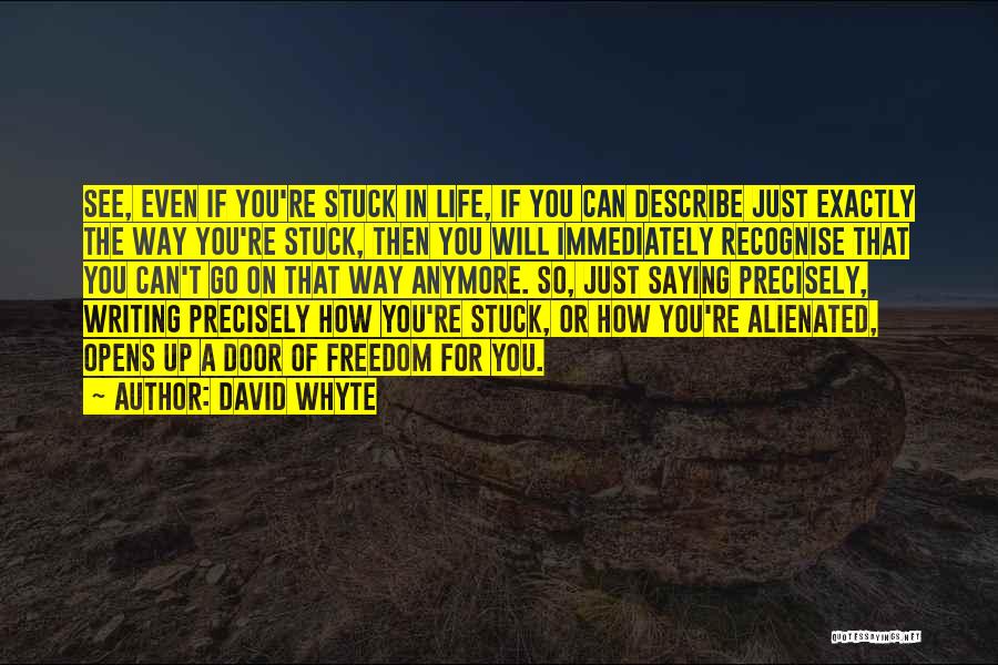 David Whyte Quotes: See, Even If You're Stuck In Life, If You Can Describe Just Exactly The Way You're Stuck, Then You Will