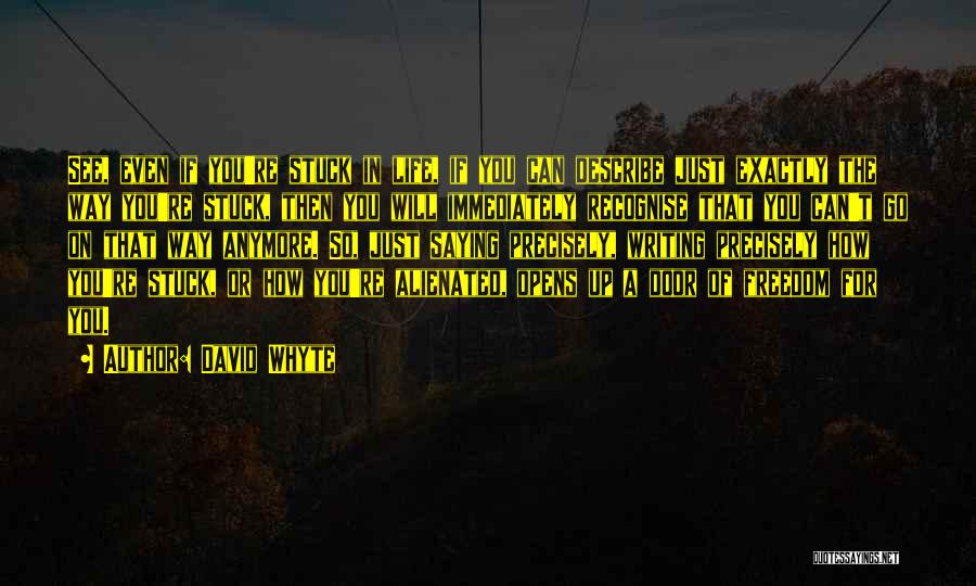 David Whyte Quotes: See, Even If You're Stuck In Life, If You Can Describe Just Exactly The Way You're Stuck, Then You Will