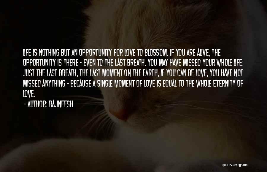 Rajneesh Quotes: Life Is Nothing But An Opportunity For Love To Blossom. If You Are Alive, The Opportunity Is There - Even