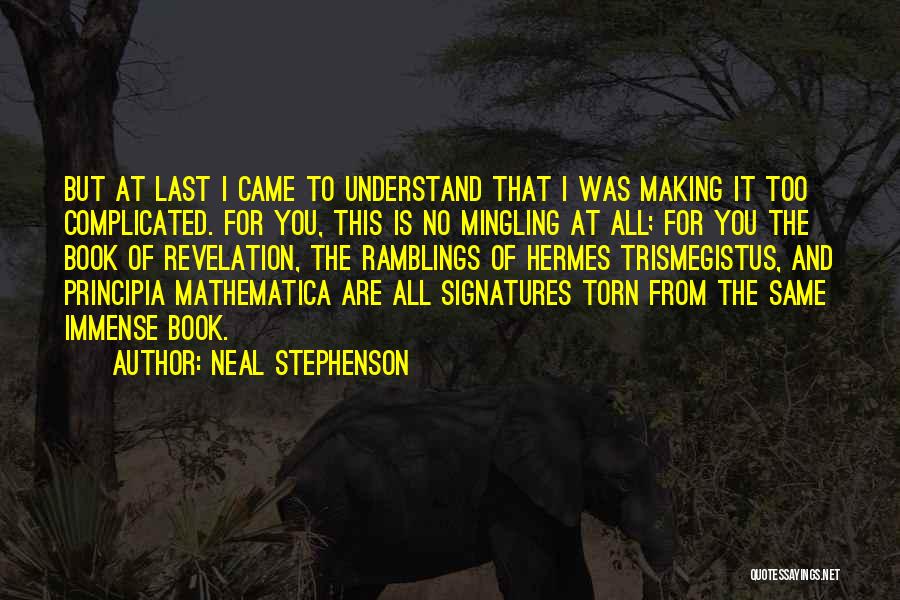 Neal Stephenson Quotes: But At Last I Came To Understand That I Was Making It Too Complicated. For You, This Is No Mingling