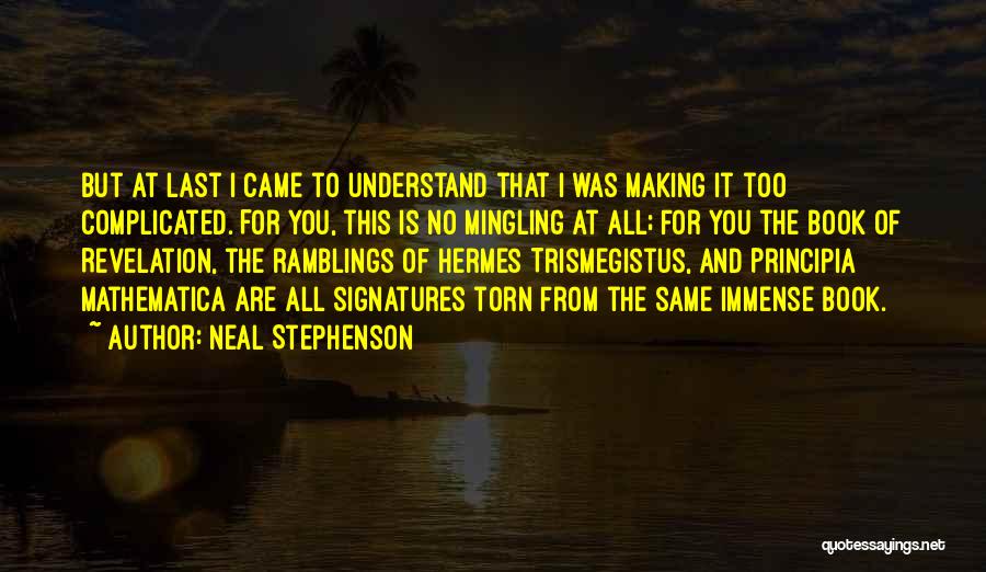 Neal Stephenson Quotes: But At Last I Came To Understand That I Was Making It Too Complicated. For You, This Is No Mingling