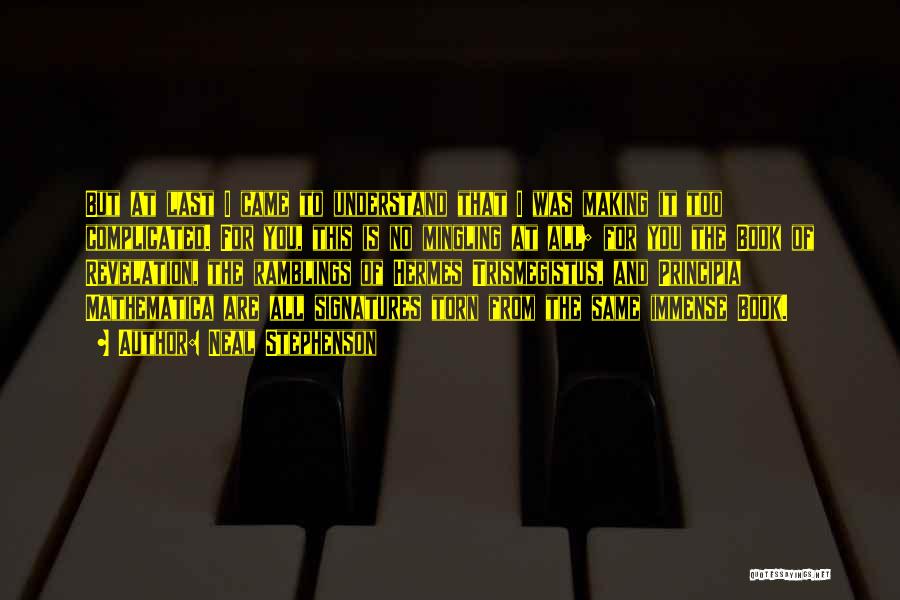 Neal Stephenson Quotes: But At Last I Came To Understand That I Was Making It Too Complicated. For You, This Is No Mingling