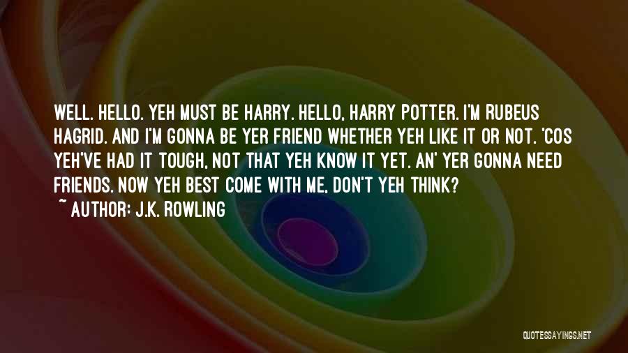J.K. Rowling Quotes: Well. Hello. Yeh Must Be Harry. Hello, Harry Potter. I'm Rubeus Hagrid. And I'm Gonna Be Yer Friend Whether Yeh