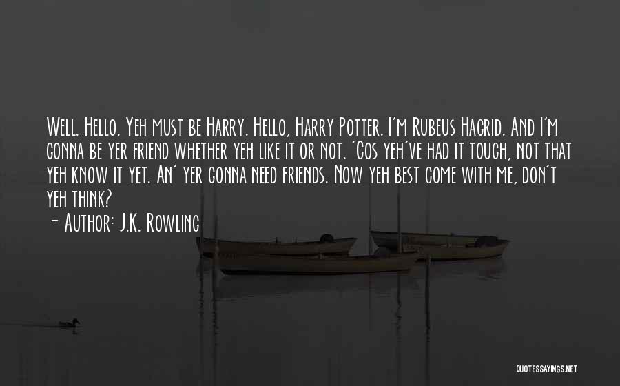 J.K. Rowling Quotes: Well. Hello. Yeh Must Be Harry. Hello, Harry Potter. I'm Rubeus Hagrid. And I'm Gonna Be Yer Friend Whether Yeh