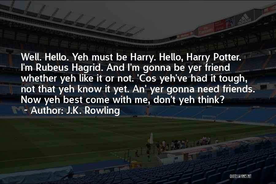 J.K. Rowling Quotes: Well. Hello. Yeh Must Be Harry. Hello, Harry Potter. I'm Rubeus Hagrid. And I'm Gonna Be Yer Friend Whether Yeh
