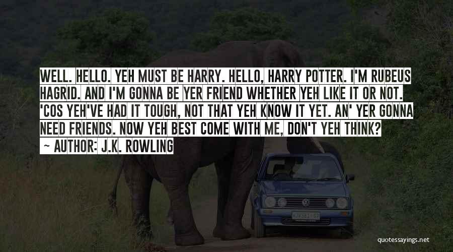 J.K. Rowling Quotes: Well. Hello. Yeh Must Be Harry. Hello, Harry Potter. I'm Rubeus Hagrid. And I'm Gonna Be Yer Friend Whether Yeh