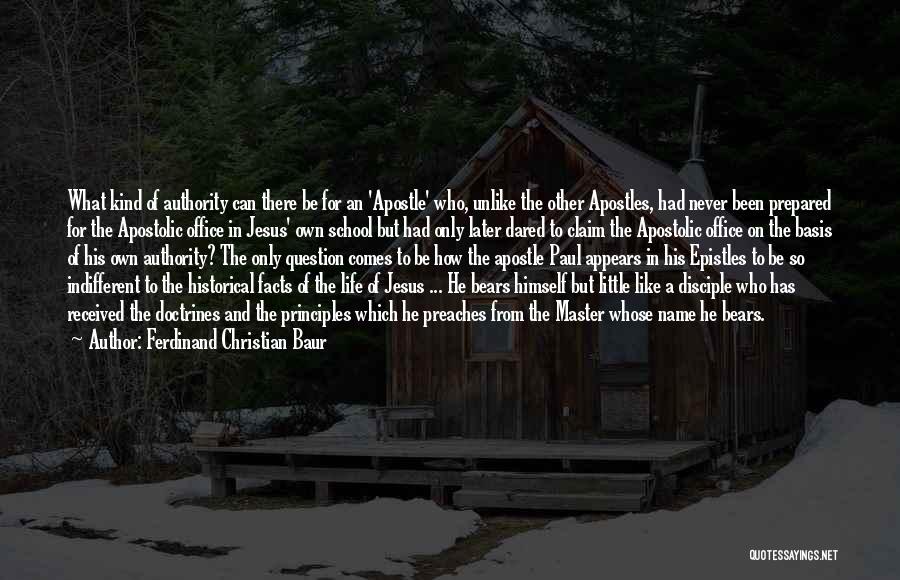 Ferdinand Christian Baur Quotes: What Kind Of Authority Can There Be For An 'apostle' Who, Unlike The Other Apostles, Had Never Been Prepared For