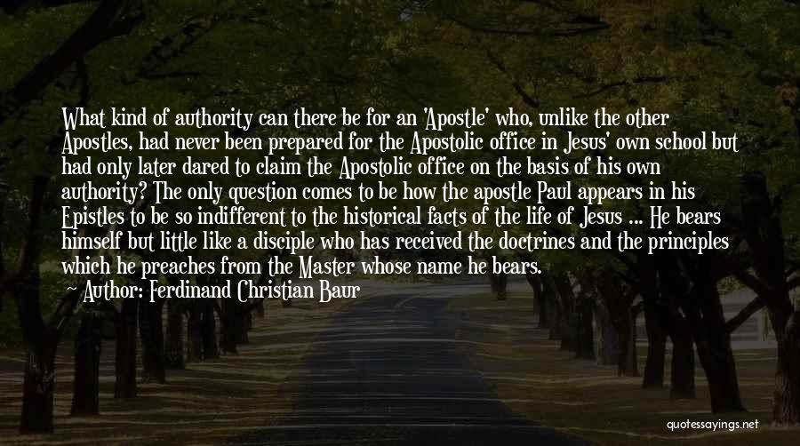Ferdinand Christian Baur Quotes: What Kind Of Authority Can There Be For An 'apostle' Who, Unlike The Other Apostles, Had Never Been Prepared For