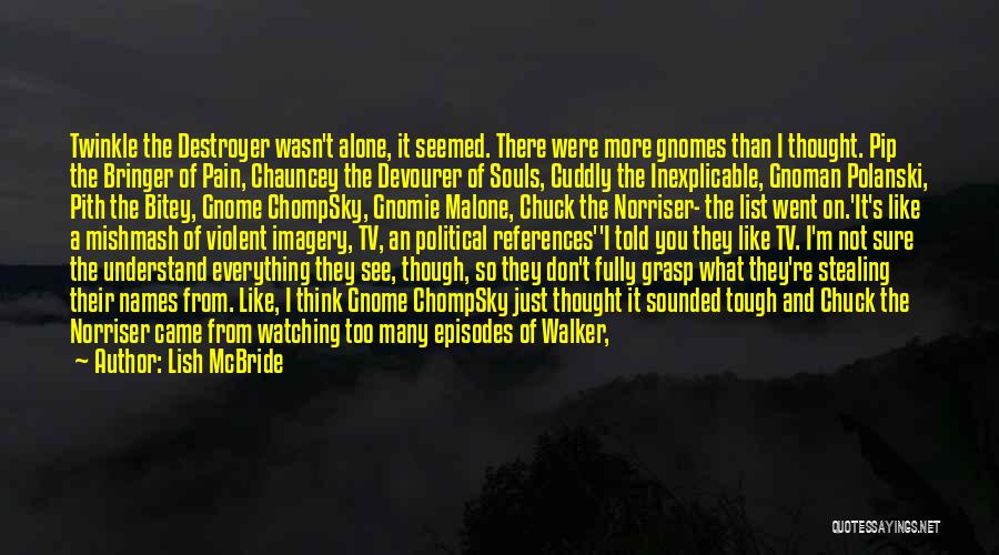 Lish McBride Quotes: Twinkle The Destroyer Wasn't Alone, It Seemed. There Were More Gnomes Than I Thought. Pip The Bringer Of Pain, Chauncey