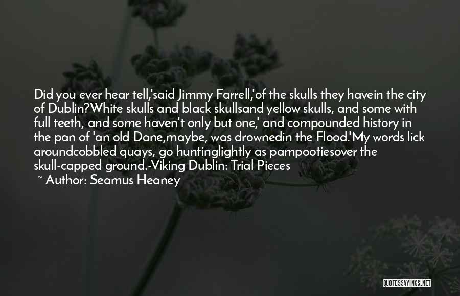 Seamus Heaney Quotes: Did You Ever Hear Tell,'said Jimmy Farrell,'of The Skulls They Havein The City Of Dublin?white Skulls And Black Skullsand Yellow