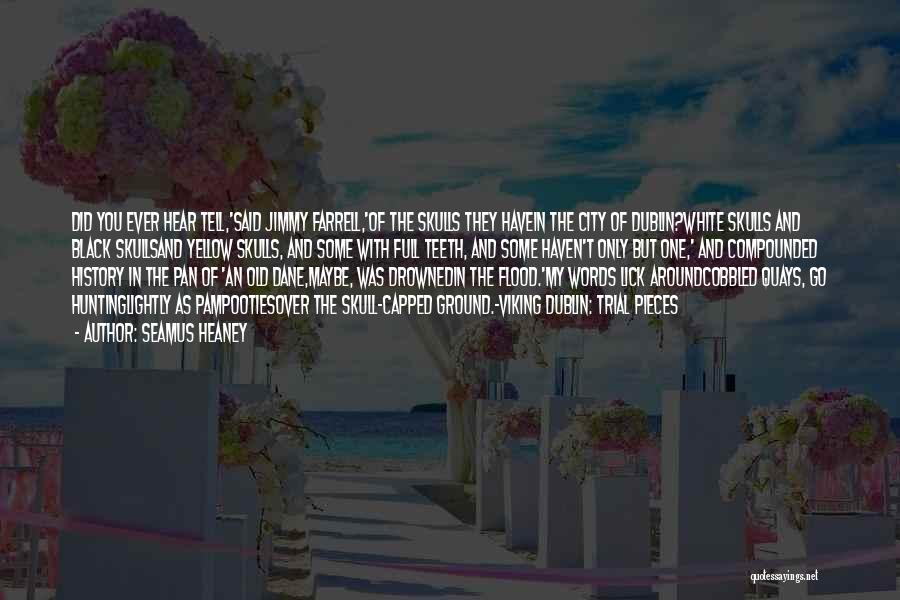 Seamus Heaney Quotes: Did You Ever Hear Tell,'said Jimmy Farrell,'of The Skulls They Havein The City Of Dublin?white Skulls And Black Skullsand Yellow