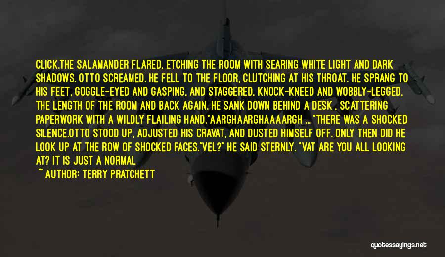 Terry Pratchett Quotes: Click.the Salamander Flared, Etching The Room With Searing White Light And Dark Shadows. Otto Screamed. He Fell To The Floor,