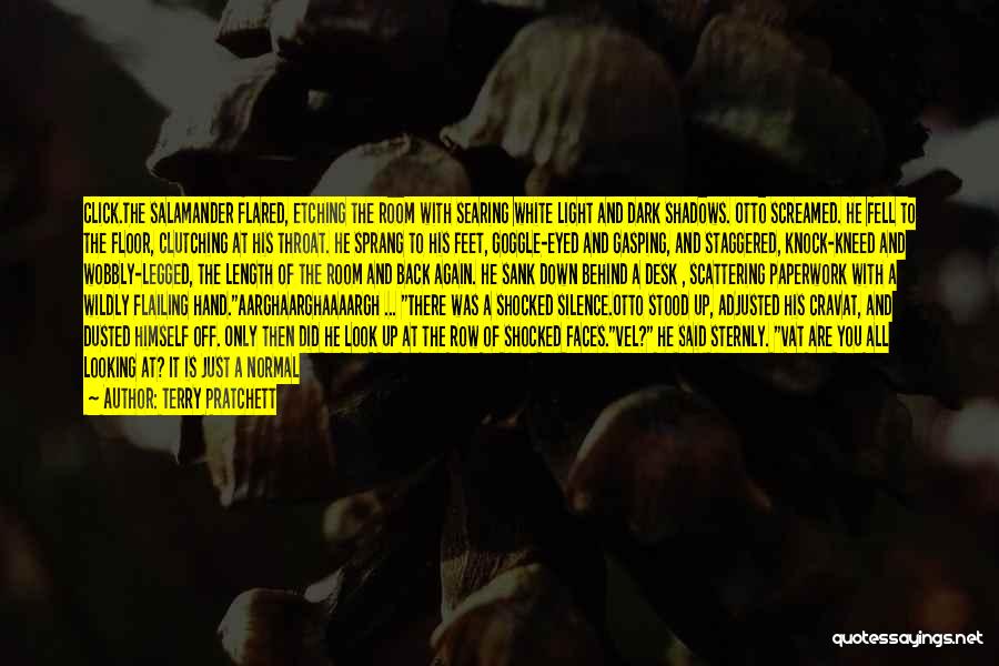 Terry Pratchett Quotes: Click.the Salamander Flared, Etching The Room With Searing White Light And Dark Shadows. Otto Screamed. He Fell To The Floor,