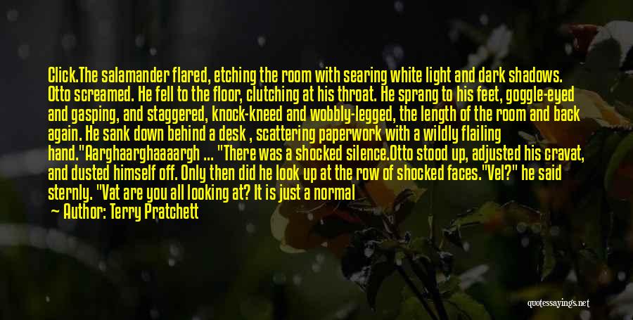 Terry Pratchett Quotes: Click.the Salamander Flared, Etching The Room With Searing White Light And Dark Shadows. Otto Screamed. He Fell To The Floor,