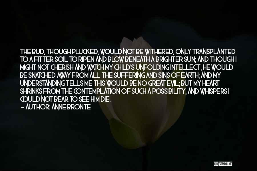 Anne Bronte Quotes: The Bud, Though Plucked, Would Not Be Withered, Only Transplanted To A Fitter Soil To Ripen And Blow Beneath A