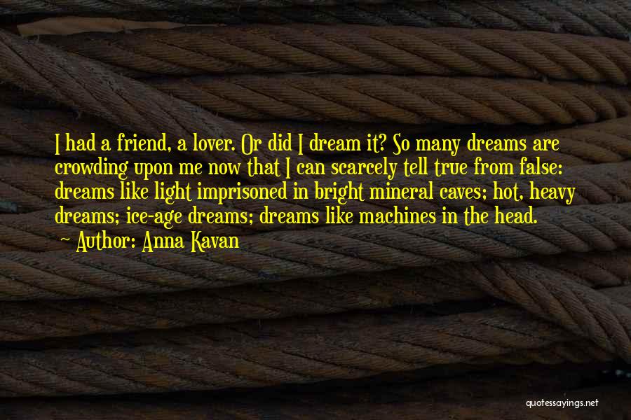 Anna Kavan Quotes: I Had A Friend, A Lover. Or Did I Dream It? So Many Dreams Are Crowding Upon Me Now That