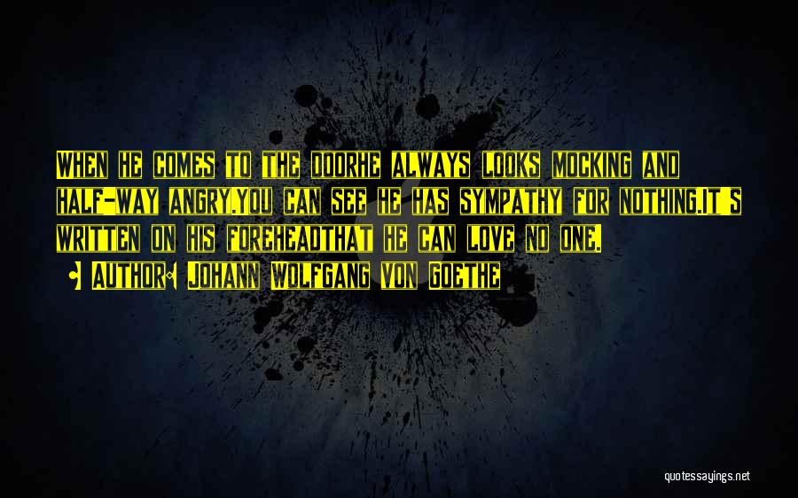 Johann Wolfgang Von Goethe Quotes: When He Comes To The Doorhe Always Looks Mocking And Half-way Angry.you Can See He Has Sympathy For Nothing.it's Written
