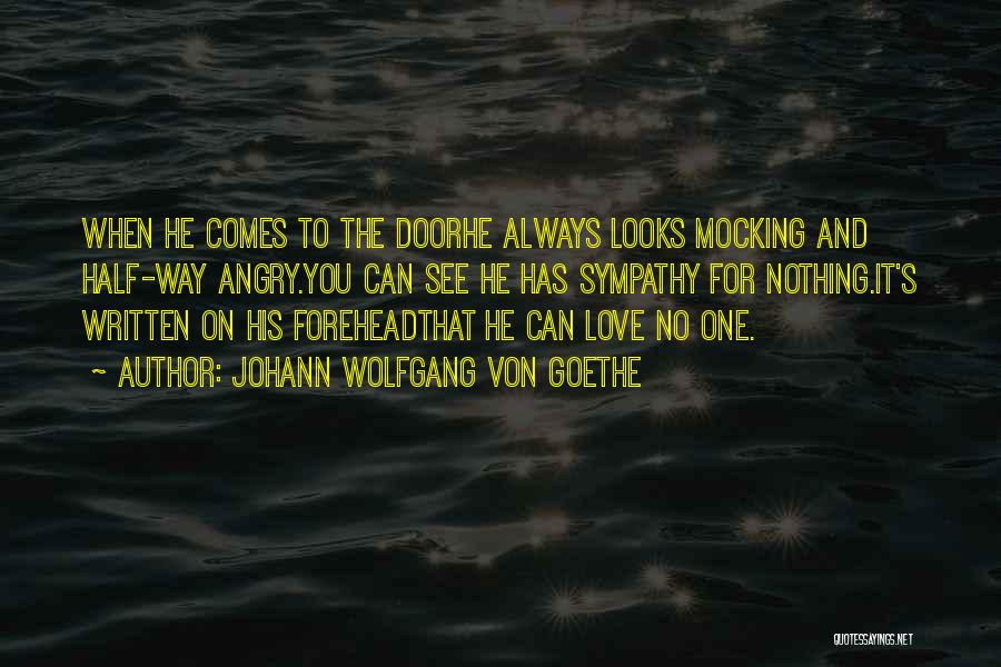 Johann Wolfgang Von Goethe Quotes: When He Comes To The Doorhe Always Looks Mocking And Half-way Angry.you Can See He Has Sympathy For Nothing.it's Written