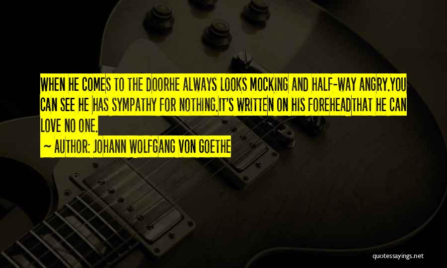 Johann Wolfgang Von Goethe Quotes: When He Comes To The Doorhe Always Looks Mocking And Half-way Angry.you Can See He Has Sympathy For Nothing.it's Written