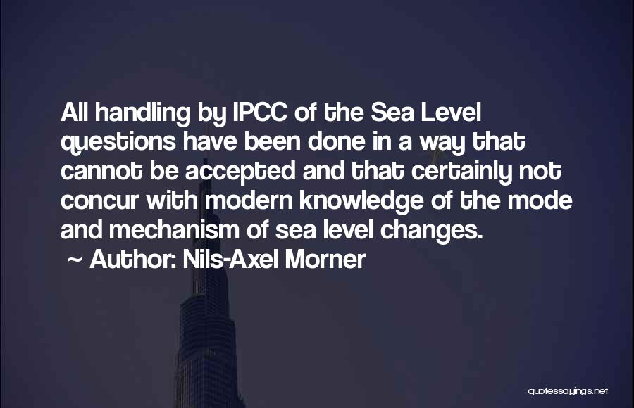 Nils-Axel Morner Quotes: All Handling By Ipcc Of The Sea Level Questions Have Been Done In A Way That Cannot Be Accepted And