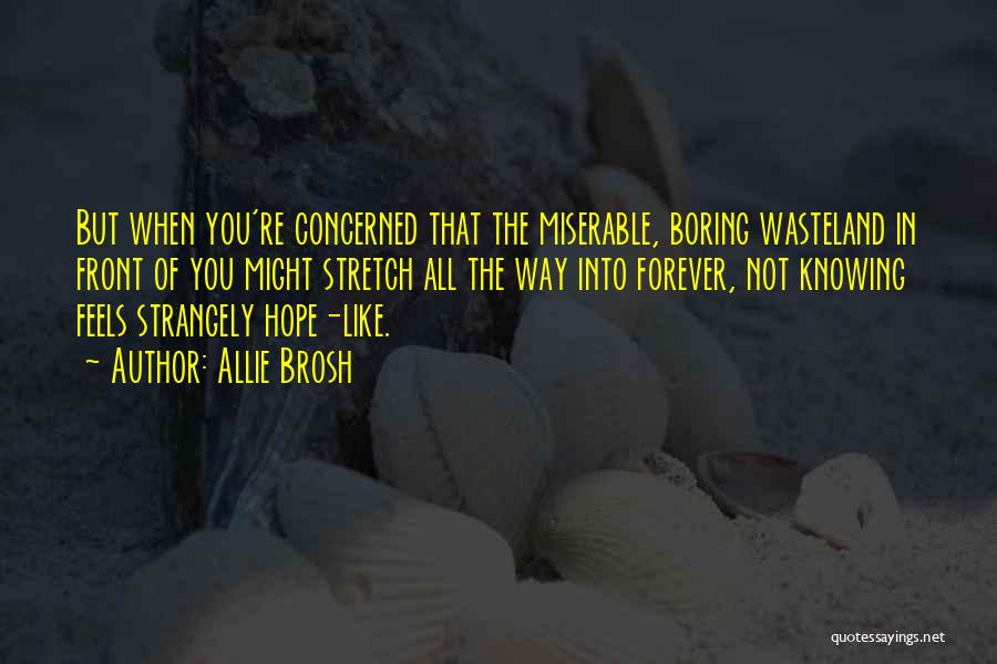 Allie Brosh Quotes: But When You're Concerned That The Miserable, Boring Wasteland In Front Of You Might Stretch All The Way Into Forever,