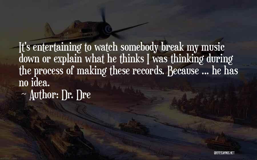 Dr. Dre Quotes: It's Entertaining To Watch Somebody Break My Music Down Or Explain What He Thinks I Was Thinking During The Process